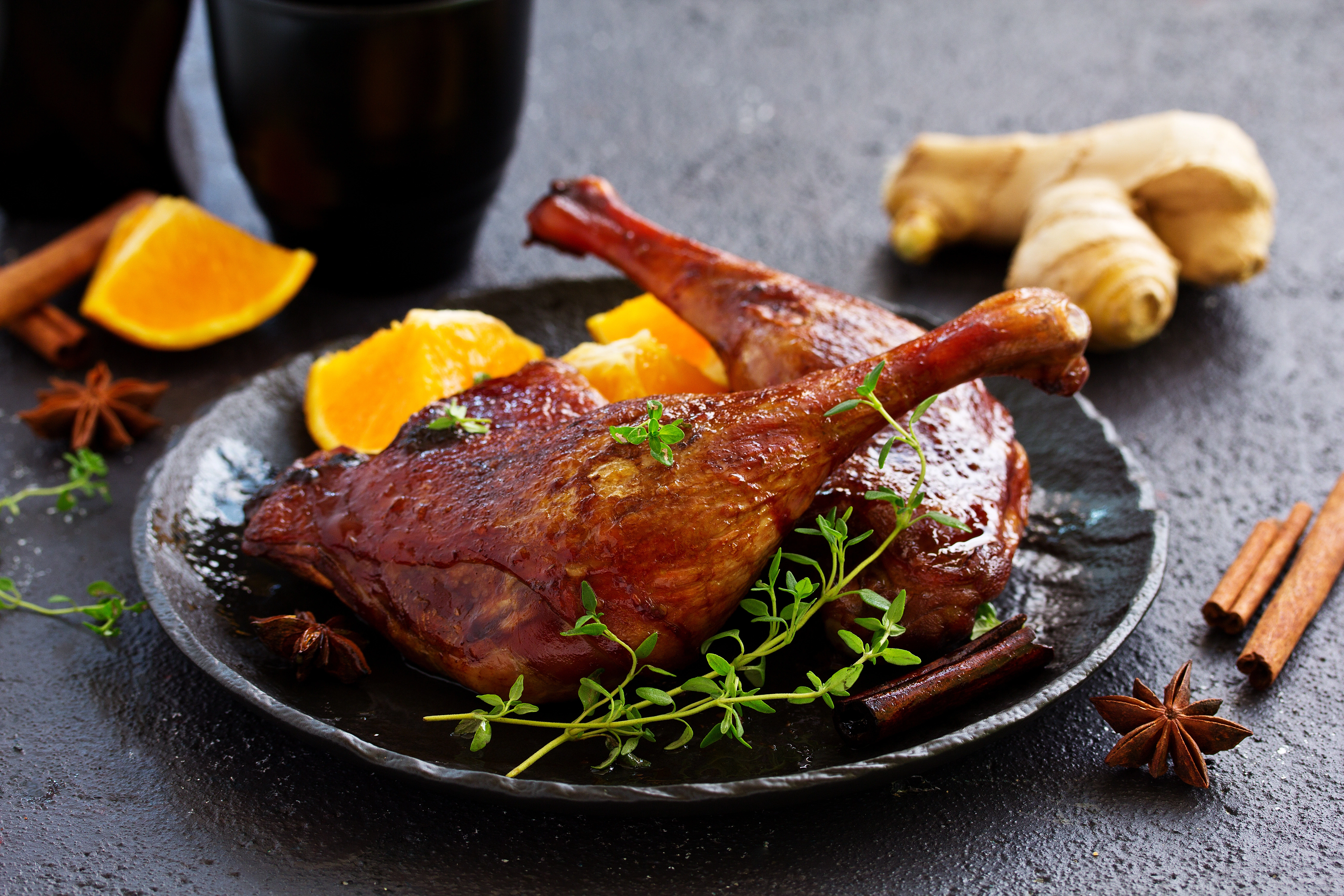 Crispy Duck Balinese style with sambal and rice